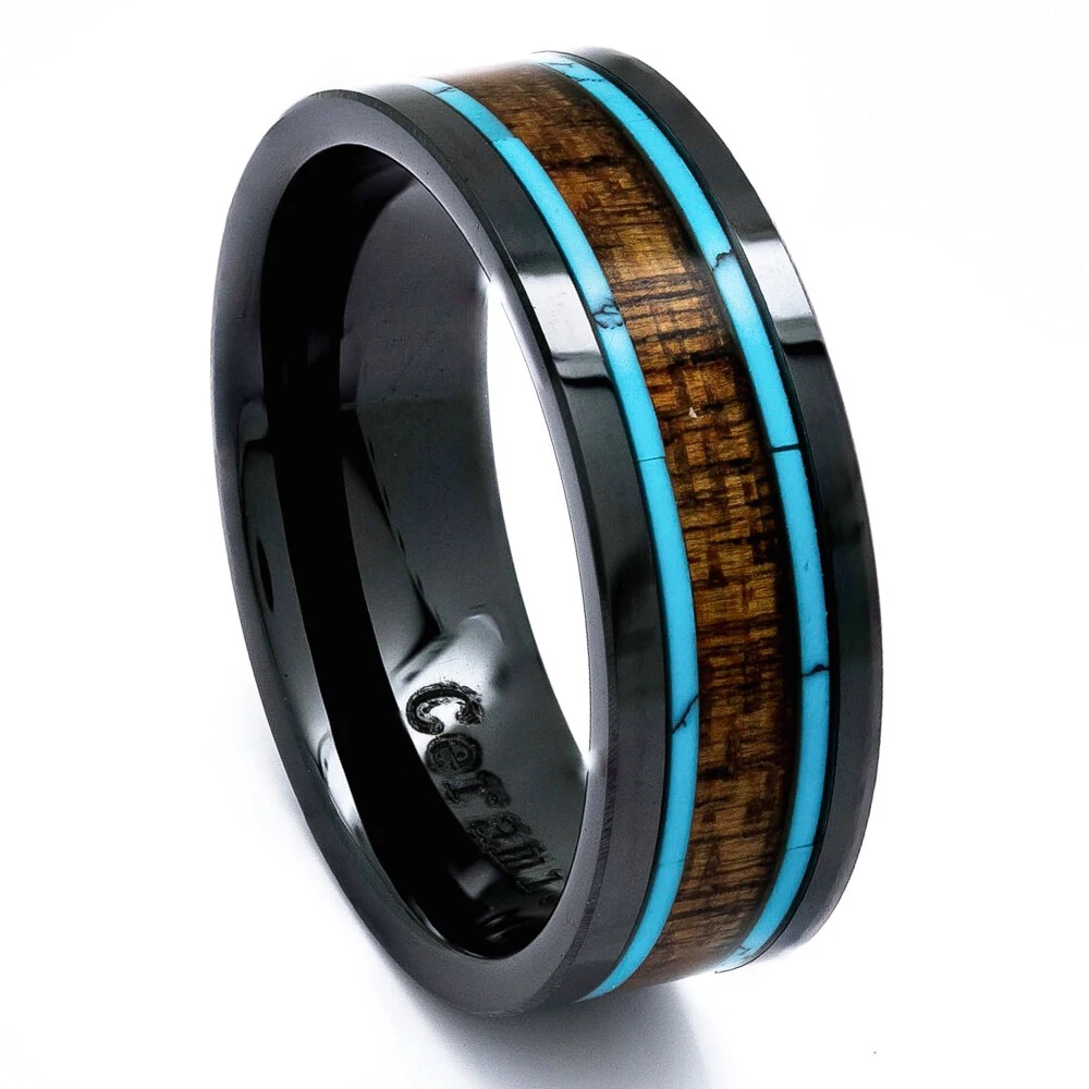 Turquoise inlay hotsell wedding band