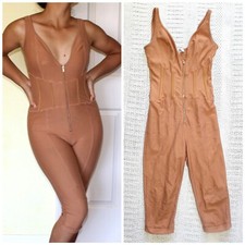 House of CB women's Brown bodysuit sexy corset Size S Sleeveless zip up romper
