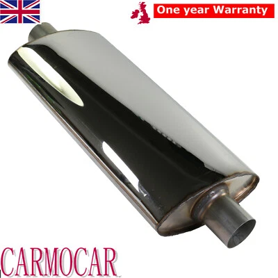 AK-AUTO-CLUB UNIVERSAL EXHAUST BACK BOX SILENCER MUFFLER OVAL RESONATOR 2.5" 63mm STAINLESS