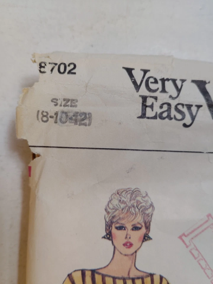 Vogue 8707 Dress Sewing Pattern Ladies 8 Very Easy CUT VTG SHORT Sleeve Loose - Image 2 of 4