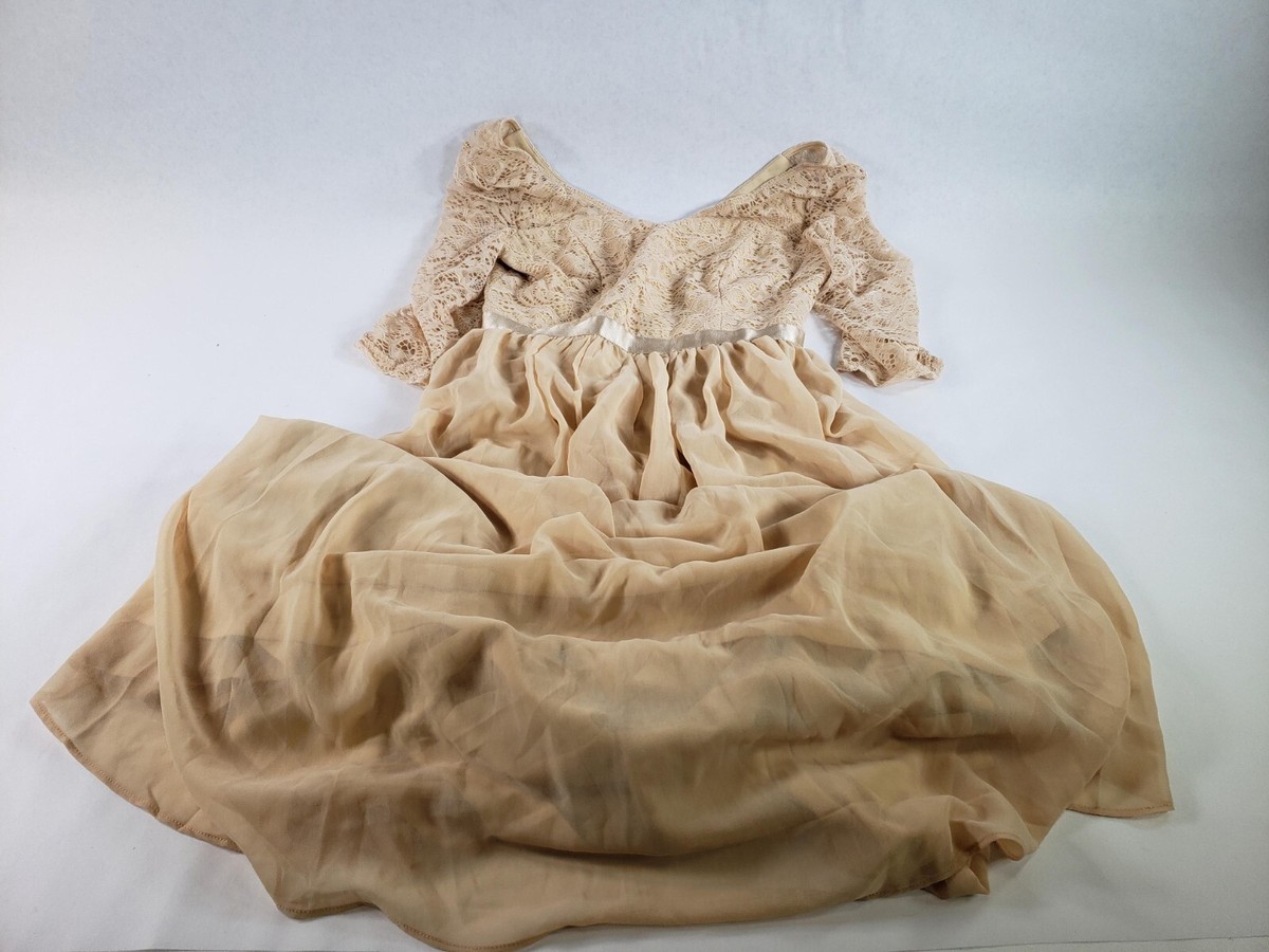 DRESSTELLS Long Formal Bridesmaid V-Neck 3/4 Sleeve Dress Champagne Size Medium | eBay DRESSTELLS Long Formal Bridesmaid V-Neck 3/4 Sleeve Dress Champagne Size Medium | eBay