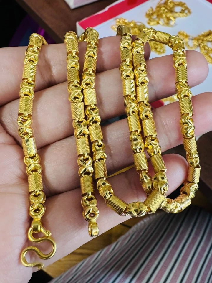 "Nuevo collar de cadena baht de oro amarillo Dubai 22K 916 real 21,8/22"" pulgadas 5 mm 23,46 g"