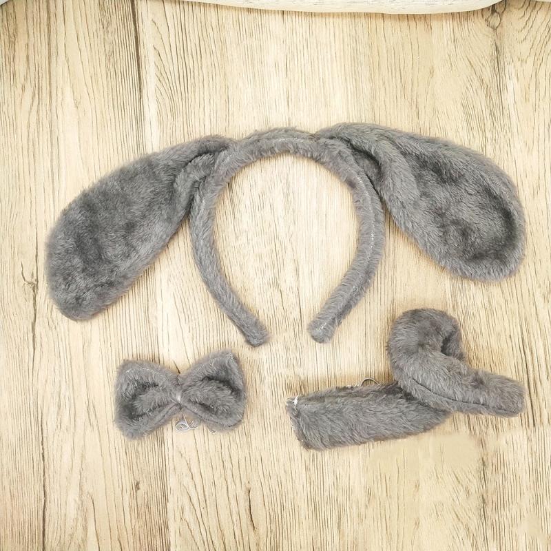 Adorable 2pc Animal Headband Set with Bow and Tail - Rabbit & Zebra Ears for Halloween Fun main image 0