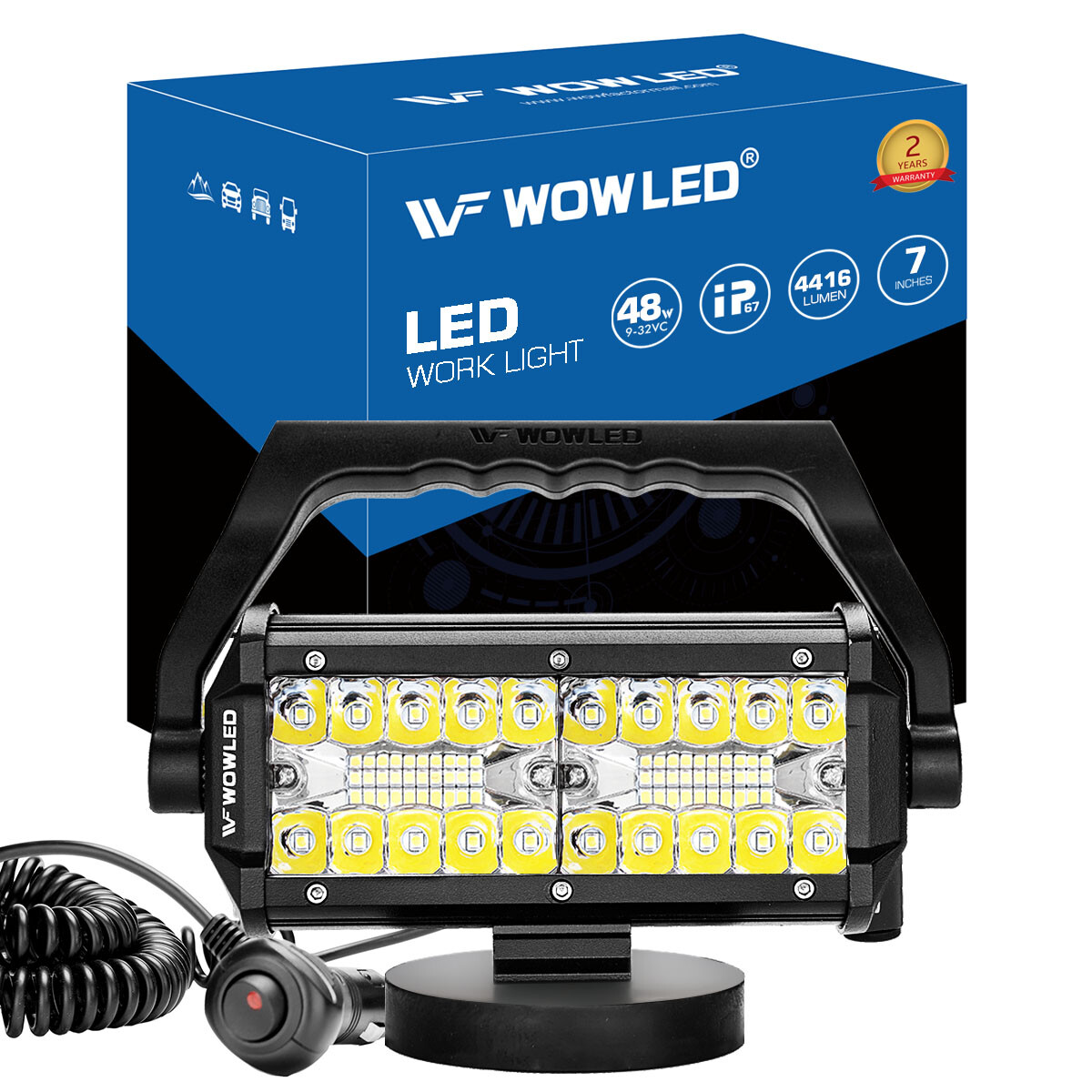 WOWLED 7Inch 48W Flood and Spot Light Portable Waterproof for SUV Boat Truck 4X4