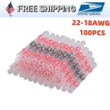 100Pcs Solder Seal Sleeve Heat Shrink Waterproof Wire Connectors Butt 22-18AWG