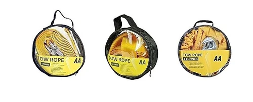 AA Heavy Duty 2 Tonne Tow Rope - Quick Release Metal Hooks - 3.5 Metres