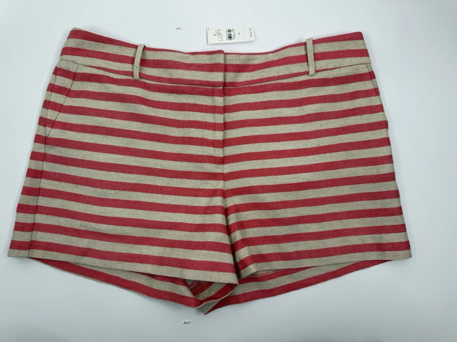Ann Taylor Loft The Riviera Linen Blend Womens Shorts Striped Size 14 NWT!