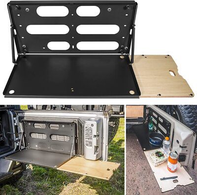 Drop Down Tailgate Table with Wood Tray for Jeep Wrangler JK JL & JT 2007-2022