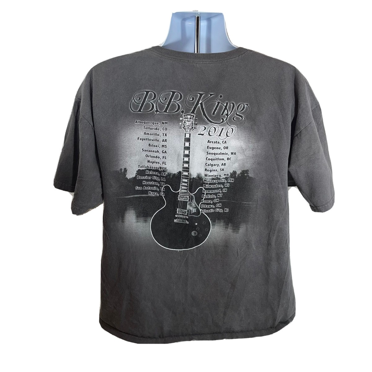 B.B. King 2009-2010 ツアーTシャツ XL BB King 2010 Music Concert Tour Adult T-shirt Size 2XL Gray Cotton
