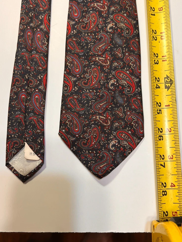 Corbata vintage Christian Dior para hombre azul borgoña cachemira toda seda diseñador de EE. UU. Foto 4 de 4