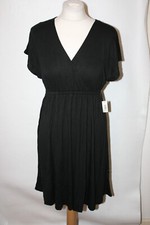BNWT SIZE XXL FITS 20/22  AMAZON BLACK STRETCHY DRESS WITH ELASTIC WAIST  8510