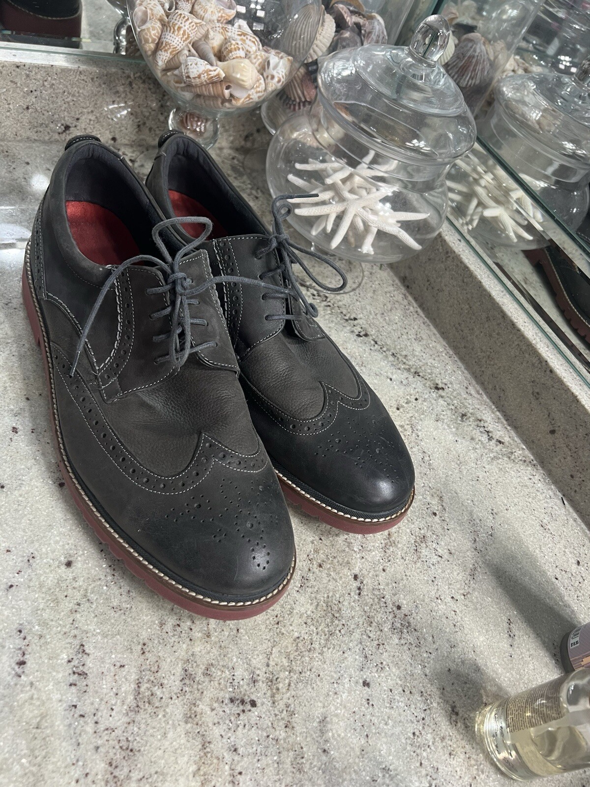 SAOLA Oxford Castlerock uomo Rockport Marshall punta ala pelle grigia US 14 W larghezza