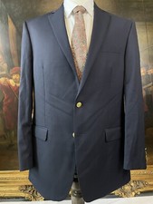 NEW Chaps 42L Navy Blue Gold Button Wool Blend 2Btn Blazer Jacket Sport Coat