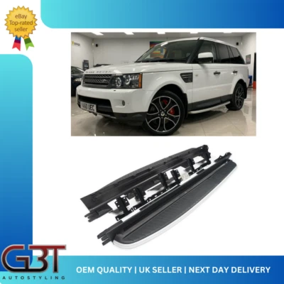 ADATTO LAND ROVER RANGE ROVER SPORT PASSI LATERALI TABELLONE 2005-13 NERO/ARGENTO