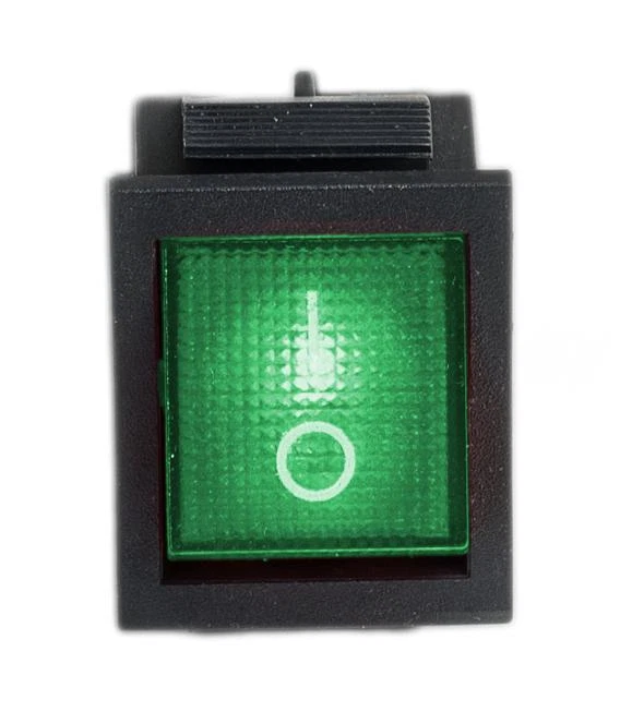 Einbau Schalter Wippschalter rot grün beleuchtet 2-polig 16A 30x22mm Schutzkappe - Bild 2 von 4