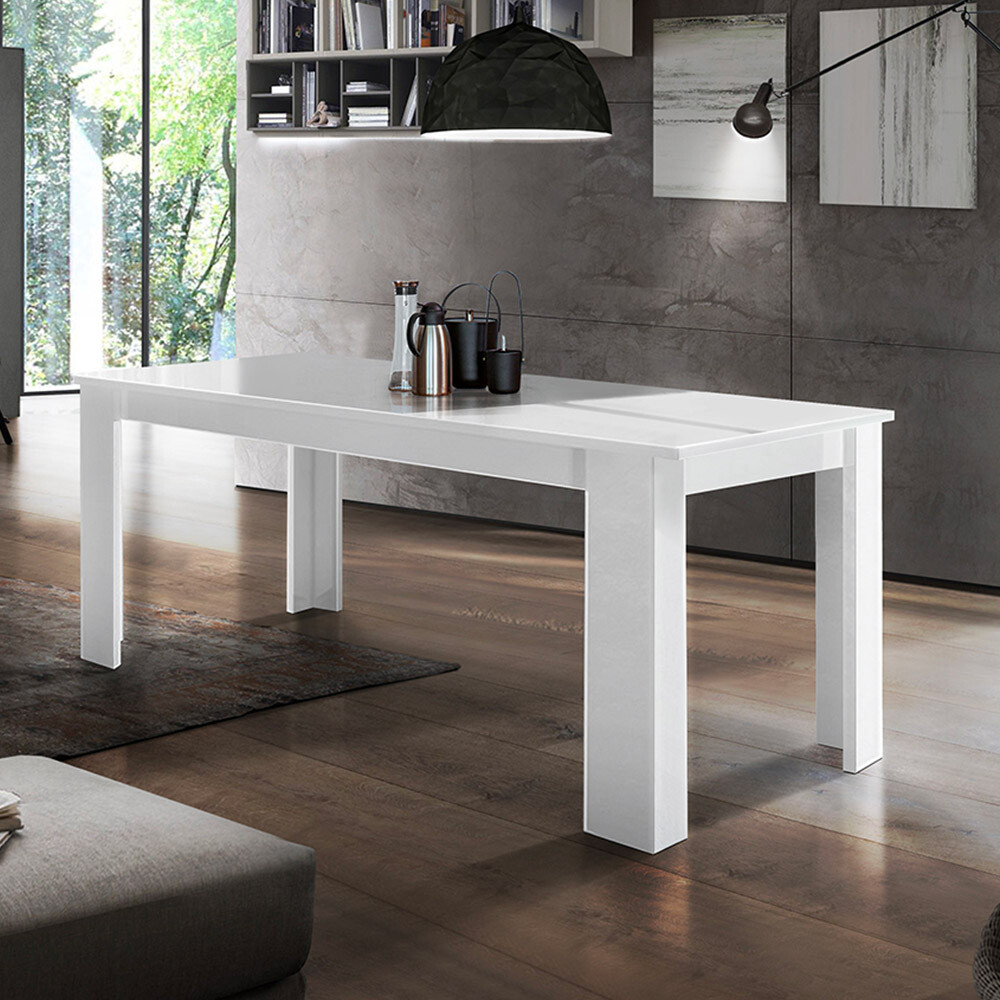 Mesa extensible blanco brillante 120-170 x 90 cm comedor Jesi Line