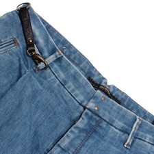 Incotex NWT Chinos / Casual Pants Size 33 US In Solid Blue Cotton Blend Denim