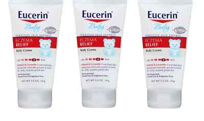 Eucerin Baby Eczema Relief Cream 5oz Fragrance Free Colloidal Oatmeal 3pk NEW