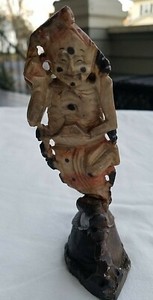 Antique 19th c. Chinese Carved Soapstone Immortal on Carved Base #2