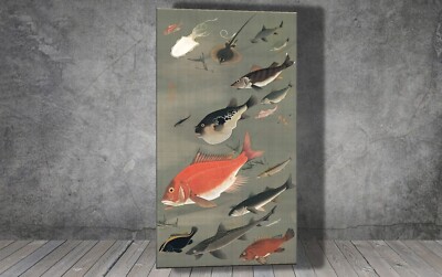 Ito Jakachu Fischschule, Seebrasse japanische LEINWAND KUNST POSTER W 2162