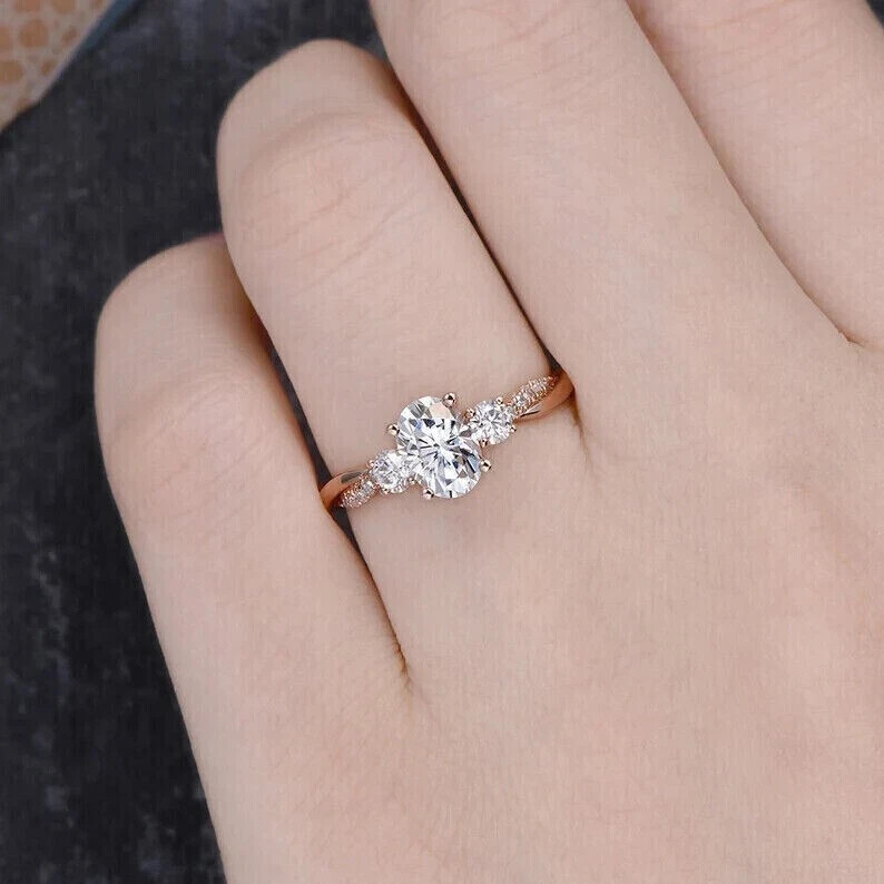 2Ct Oval Lab Diamond Engagement Ring in 14K Rose Gold