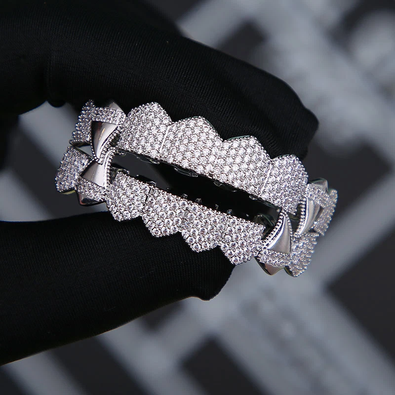 14k Baguette Joker Gold Grillz for Mouth Teeth Top Bottom Hip Hop 8 tooth Grills - Image 4 of 4