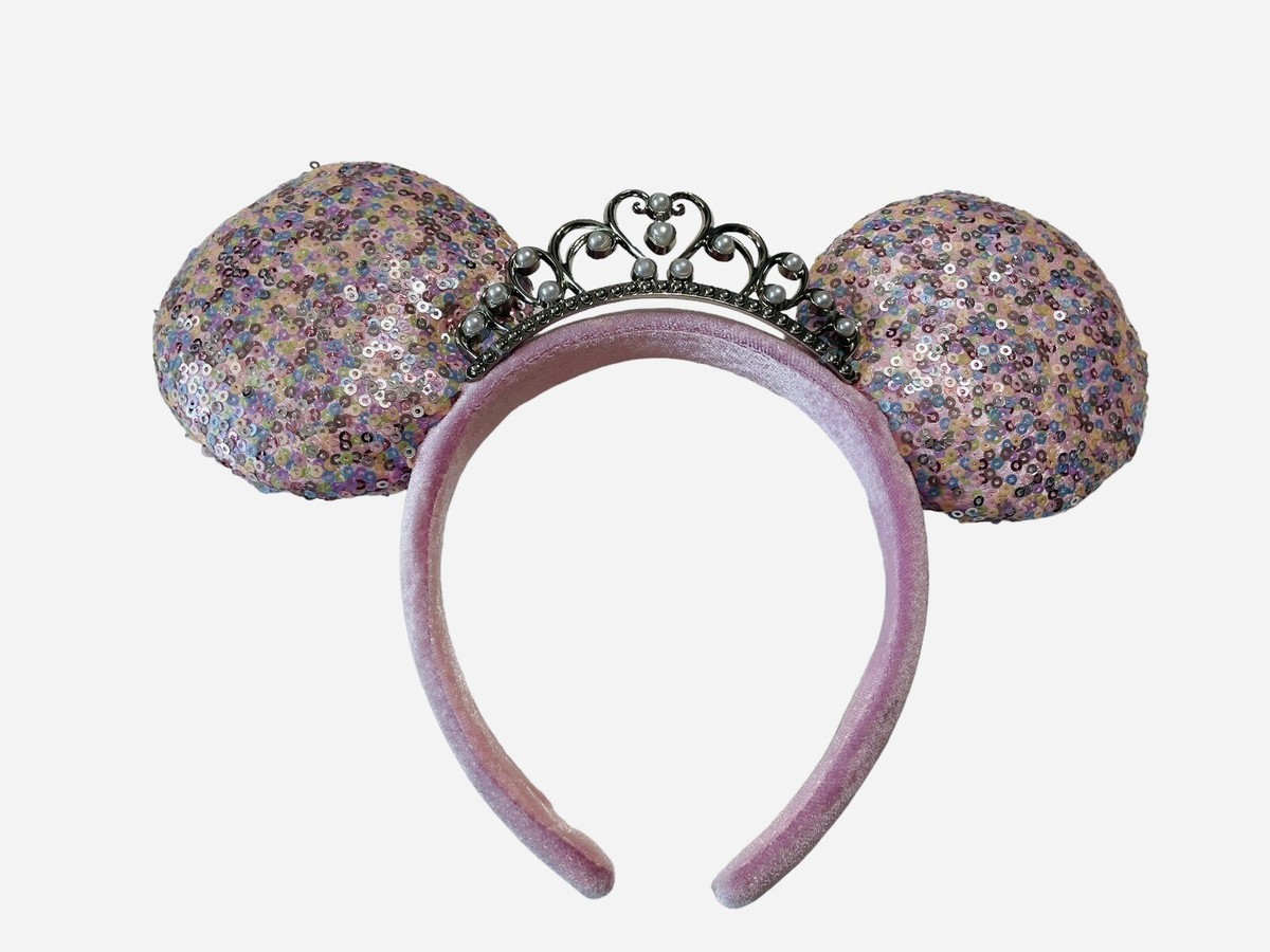 Disney Parks Minnie Mouse Tiara Princess Pink Sequin Ears 