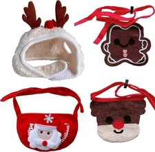 Christmas Hat and Bandana Bibs Costumes for Pet Cat Dog (Reindeer M)