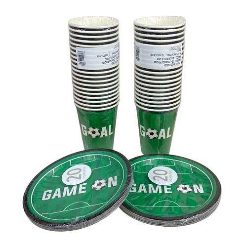 80 Pcs Soccer Party Disposable Tableware Small Plates and Hot Cold Cups - Picture 6 of 6