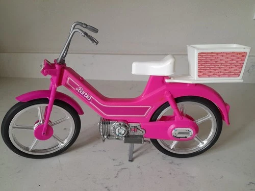 VTG 1983 Barbie Moped Motor Bike W/ Basket Mattel Motorcycle Bicycle Hong Kong