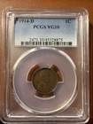 1914-D LINCOLN WHEAT PENNY PCGS VG 10 US COPPER ONE CENT COIN SEMI KEY 1,193,000