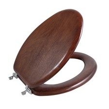 Durable Wood Veneer Natural Toilet Seat Metal Hinged Easy Clean Anti-scratch ...