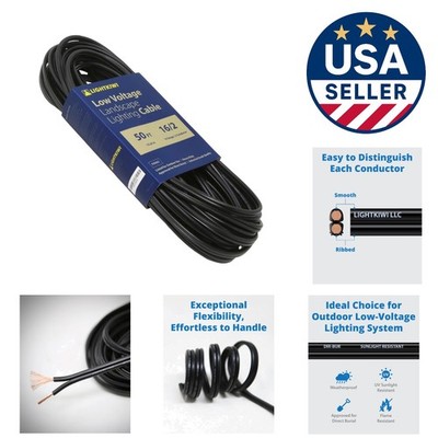 Listed 50ft 16/2 Low Voltage Landscape Wire - Perfect for Pathway Lighting