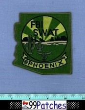 FBI PHOENIX * SWAT (Subdued) ARIZONA Police Patch STATE SHAPE CACTUS SKULL 2E