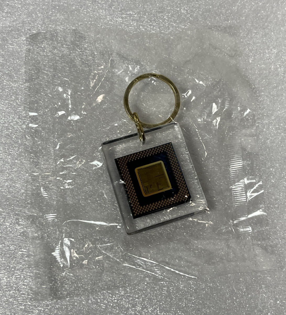 VTG Intel Inside Pentium Processor Keychain with CPU Chip Lucite