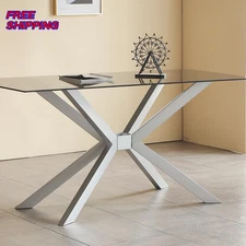 29" Modern Table Base Black Metal Legs w / Suction Cups for Glass /Wood / Marble