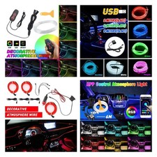 Car Fiber Optic Interior Neon Strip EL Wire LED Atmosphere Light Lamp APP/Remote