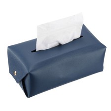 Tissue Box Cover with Button Tissue Box Holder Navy 6.7 x 4.3 x 3.1 Inch