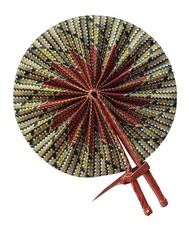 ANAN African Kente Print Folding Handheld Hand Fan Hand-Crafted