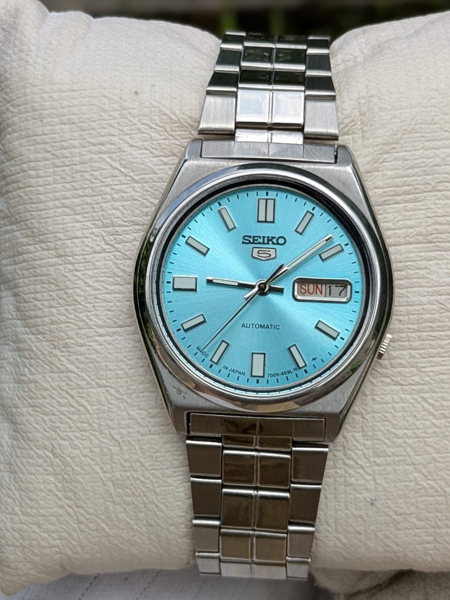 Seiko Automatic Day/Date Sky Blue Dial 7009 Sunbrust Men's Japan