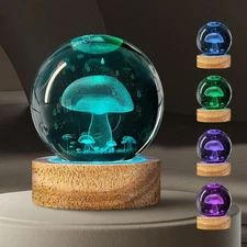 3D Crystal Ball Night Light with 16 Colors, 60mm Glass Ball Lamp with Remote ...