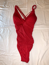Jantzen JZ21502M Ruched Spaghetti Strap Red One-Piece Swimsuit Size 16