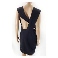 YIGAL AZROUEL Draped Cut Out Open Back Dress Black