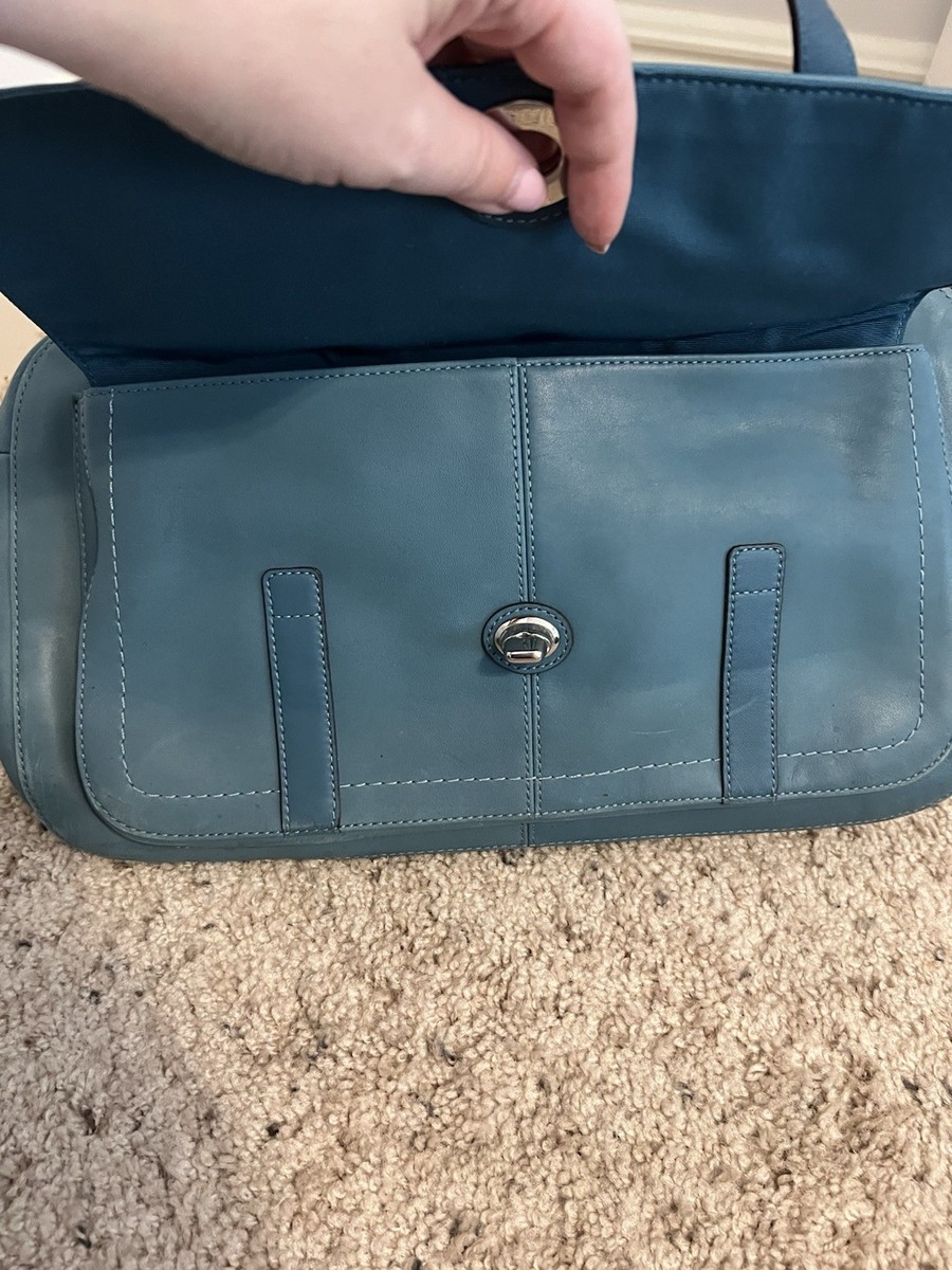 バッグ Vintage Coach Nubuck Turn Lock Bag Blue Coach Chelsea Turn Lock Small Bags & Handbags for Women for sale