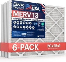 TruFilter 20x25x1 Air Filter MERV 13 6-Pack MADE IN USA Electrostatic Pleated