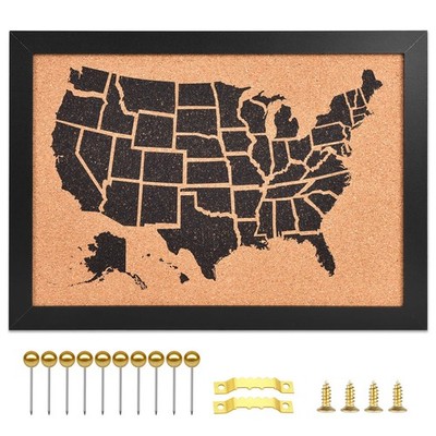 Cork Board Map of the United State, 14'' X 11'' Bulletin Boards for Walls with 10