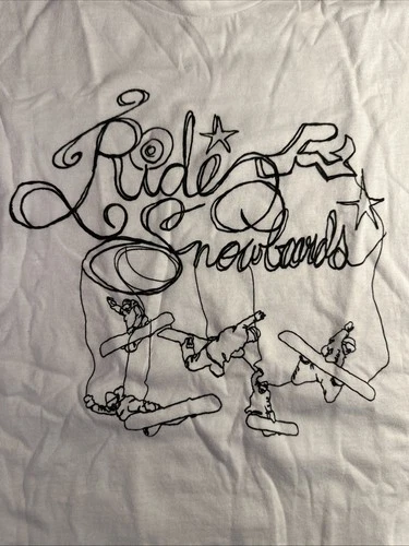 Ride Snowboard T Shirt Size S White Vintage 20s Burton Rome Puppets Retro