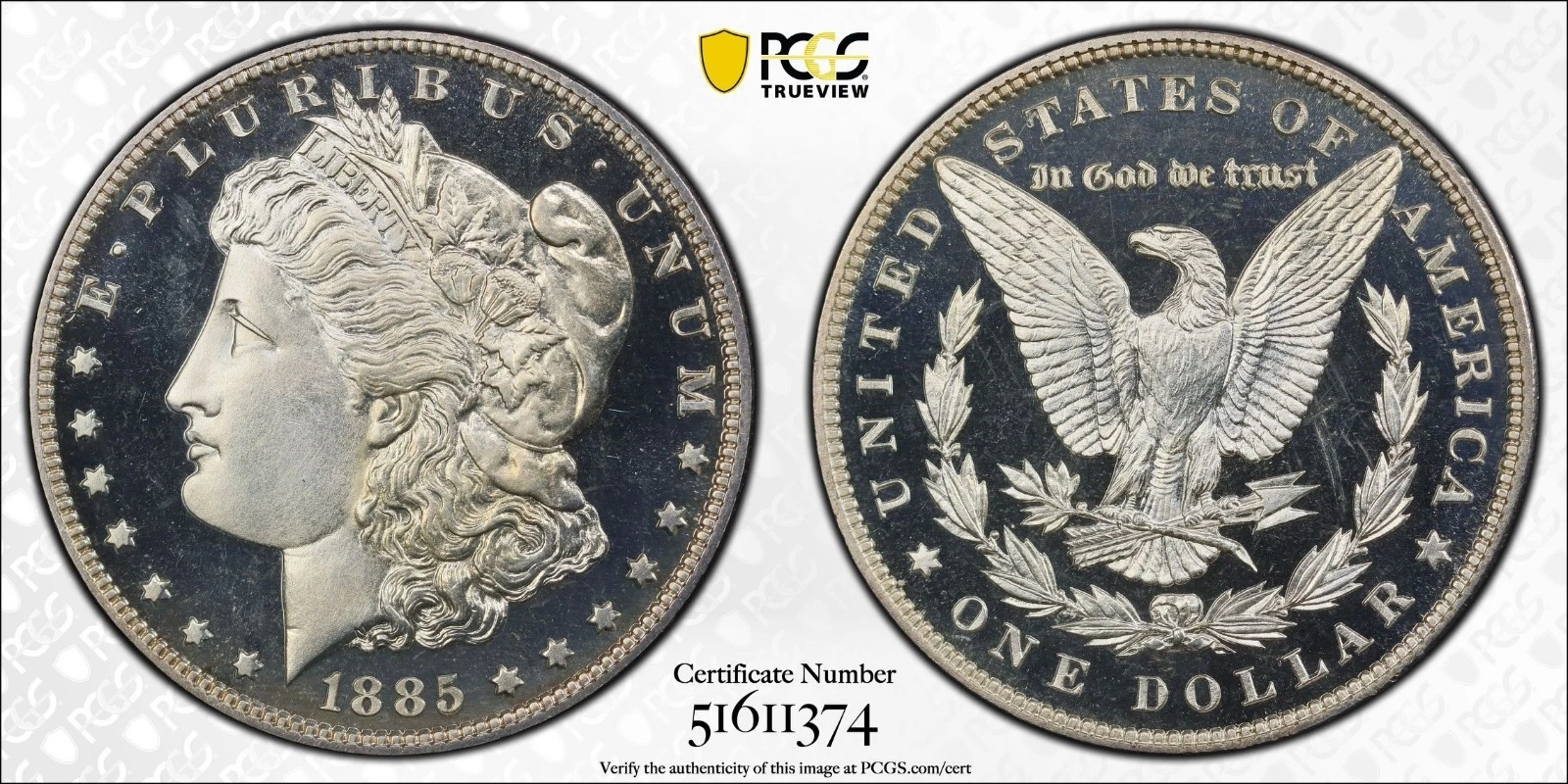 1885 MORGAN SILVER DOLLAR  $1 PCGS PR67 CAMEO SUPERB POP 5,HIGHER 2 930 MINTED