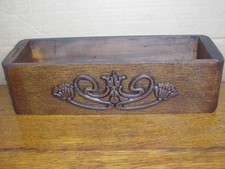 Antigua máquina de coser de madera Singer cajón almacenamiento ornamentado piezas artesanales lado RT