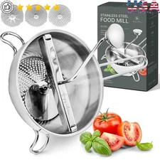 Stainless Steel Food Mill W/ 3 Discs Ergonomic Handle Versatile Kitchen Tool New
